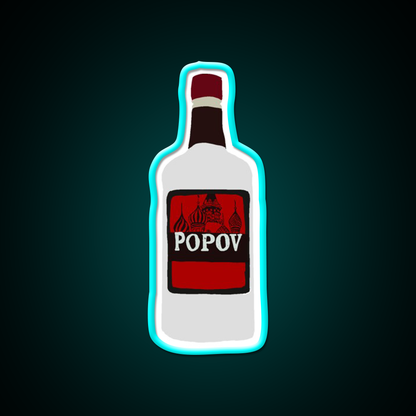 Simple Drawn Popov Russian Vodka Cocktail Bar Decor Led Neon Sign Rgb Color - Size and dimension reference