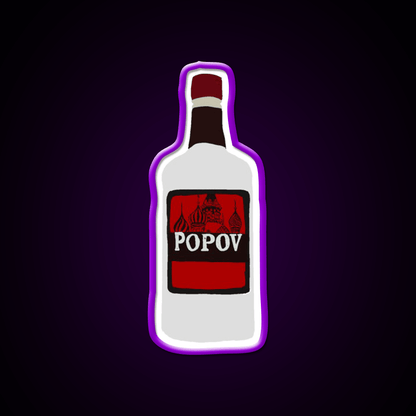 Simple Drawn Popov Russian Vodka Cocktail Bar Decor Led Neon Sign Rgb Color - Shineneon