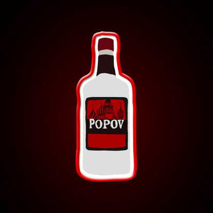 Simple Drawn Popov Russian Vodka Cocktail Bar Decor Led Neon Sign Rgb Color - Shineneon