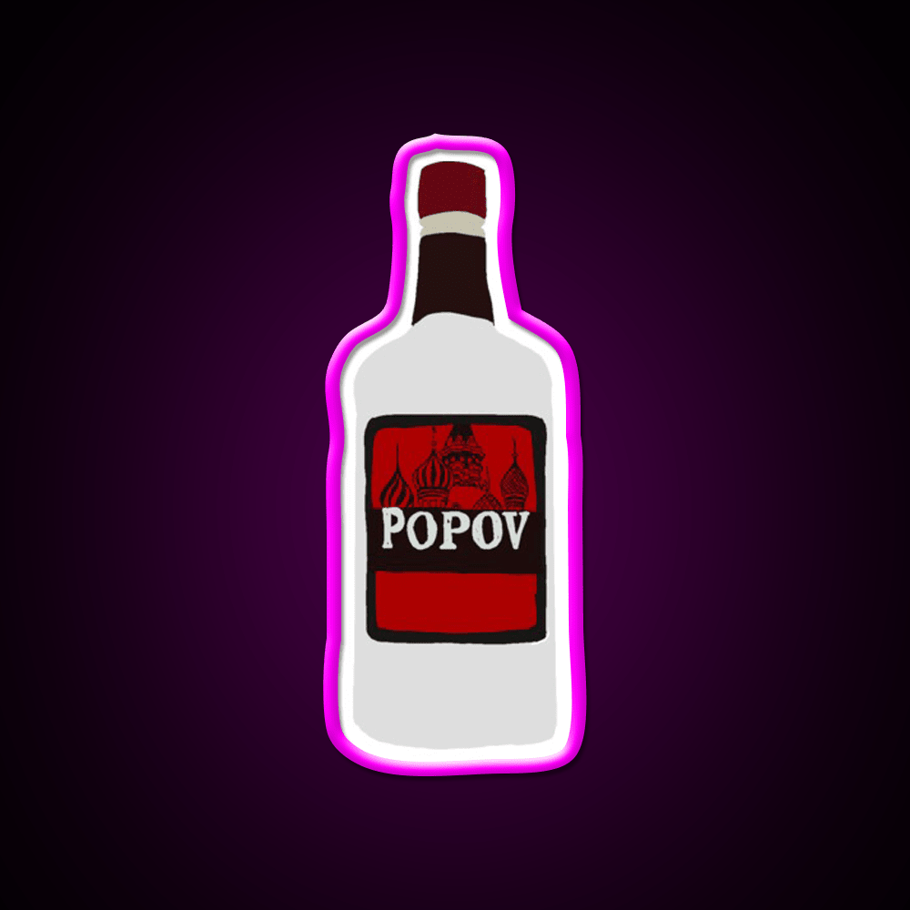 Simple Drawn Popov Russian Vodka Cocktail Bar Decor Led Neon Sign Rgb Color - Shineneon