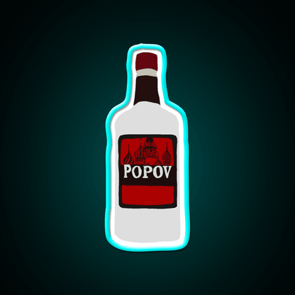 Simple Drawn Popov Russian Vodka Cocktail Bar Decor Led Neon Sign Rgb Color - Shineneon
