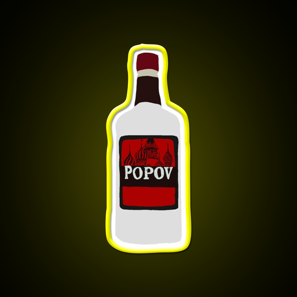 Simple Drawn Popov Russian Vodka Cocktail Bar Decor Led Neon Sign Rgb Color - LED neon sign view 7