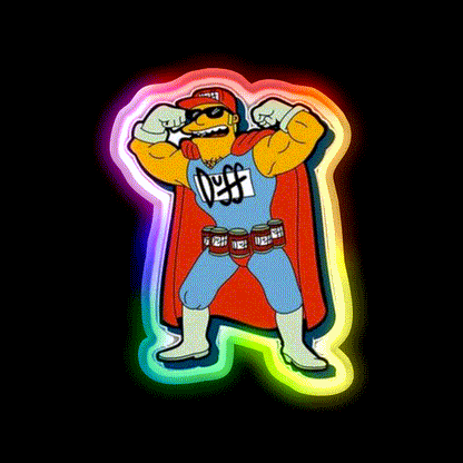 Simpsons Beer Superhero Beer Bar Decor Led Neon Sign Rgb Color - LED neon sign close-up detail