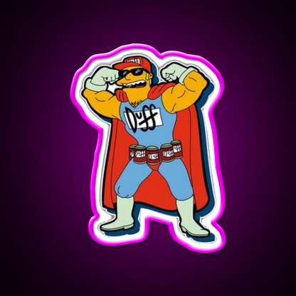 Simpsons Beer Superhero Beer Bar Decor Led Neon Sign Rgb Color - Neon sign mounted on wall in room