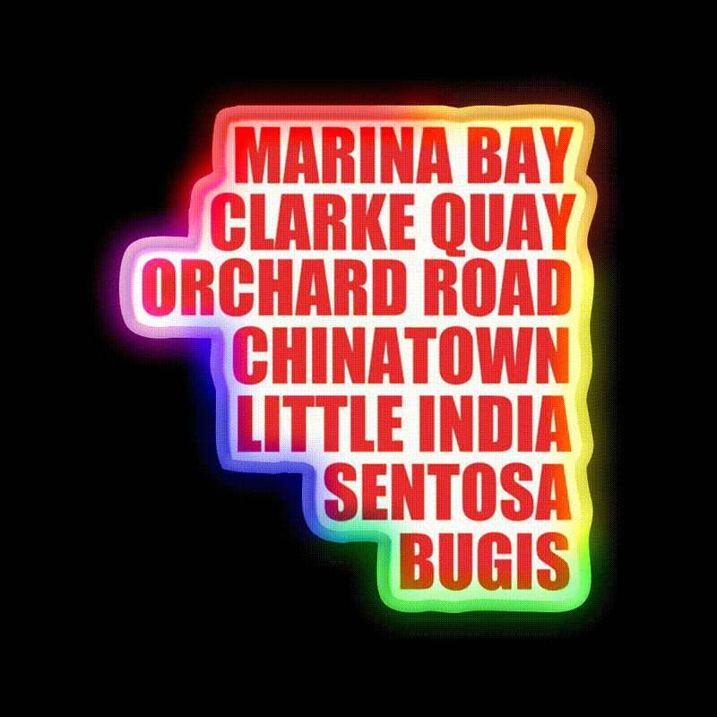 Singapore Neighbourhoods Asian Cultural Led Neon Sign Rgb Color - LED neon sign close-up detail
