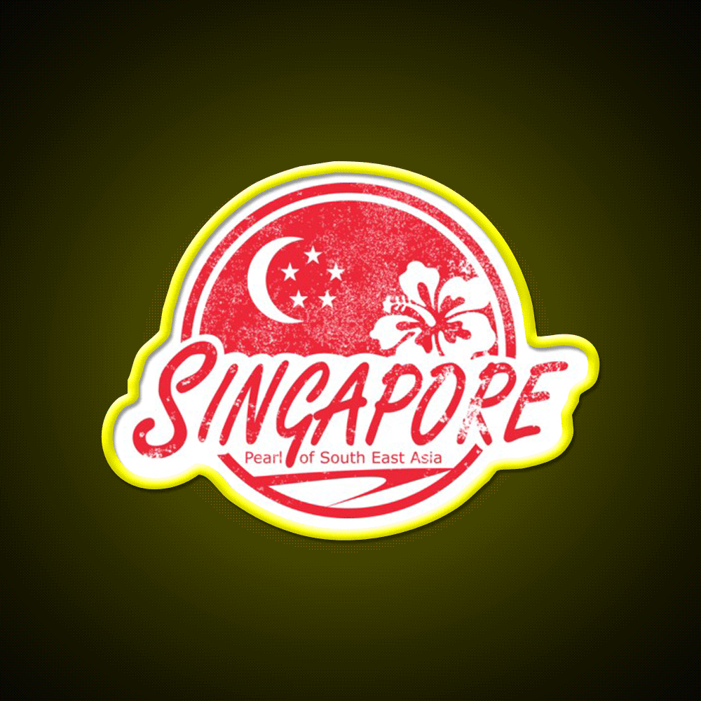 Singapore Vintage Travel Distressed Cocktail Bar Decor Led Neon Sign Rgb Color - Custom LED neon sign front view