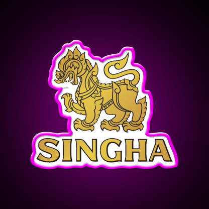 Singha Beer Classic Beer Bar Decor Led Neon Sign Rgb Color - Neon sign mounted on wall in room