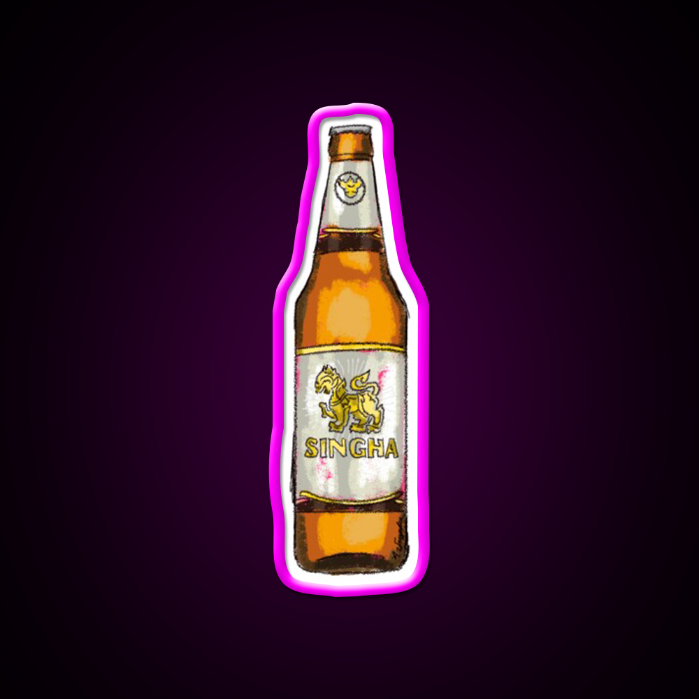 Singha Beer Thai Beer Thailand Beer Bar Decor Led Neon Sign Rgb Color - Neon sign mounted on wall in room