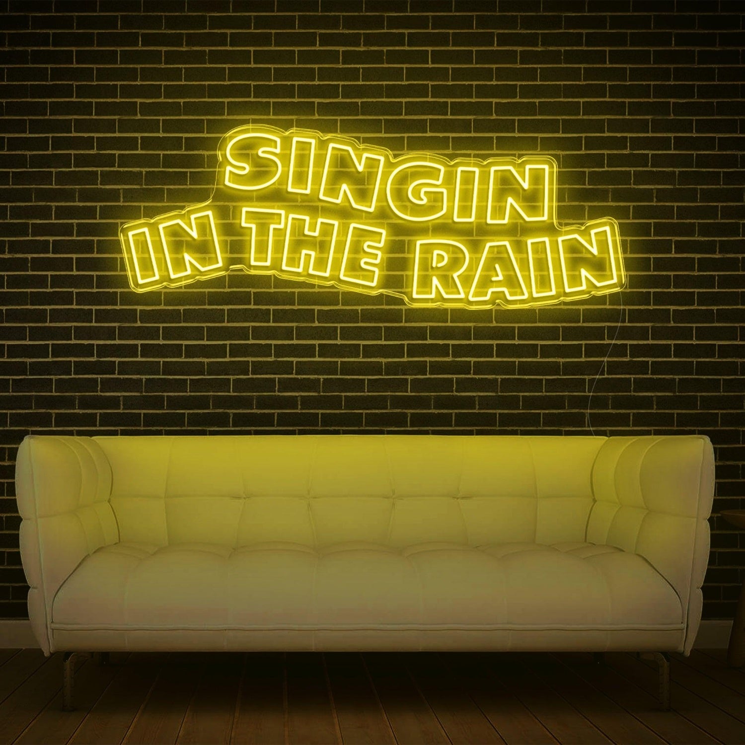 Singing In The Rain Retro Yellow Led Neon Sign For Artistic Indoor Wall Decor | Shineneon