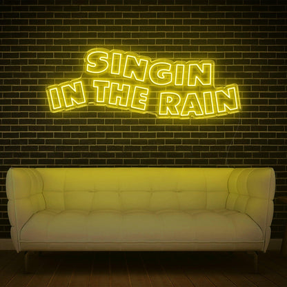 Singing In The Rain Retro Yellow Led Neon Sign For Artistic Indoor Wall Decor | Shineneon
