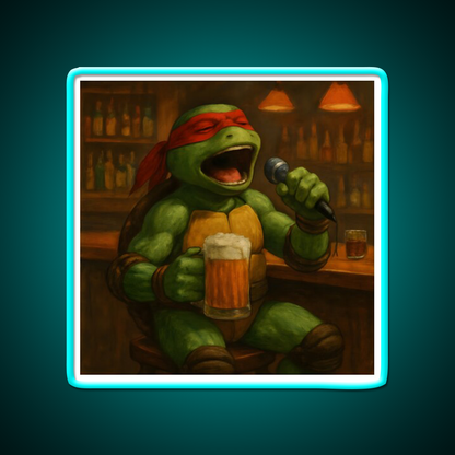 Singing Turtle Ninja At The Bar Man Cave Bar Led Neon Sign - Size and dimension reference