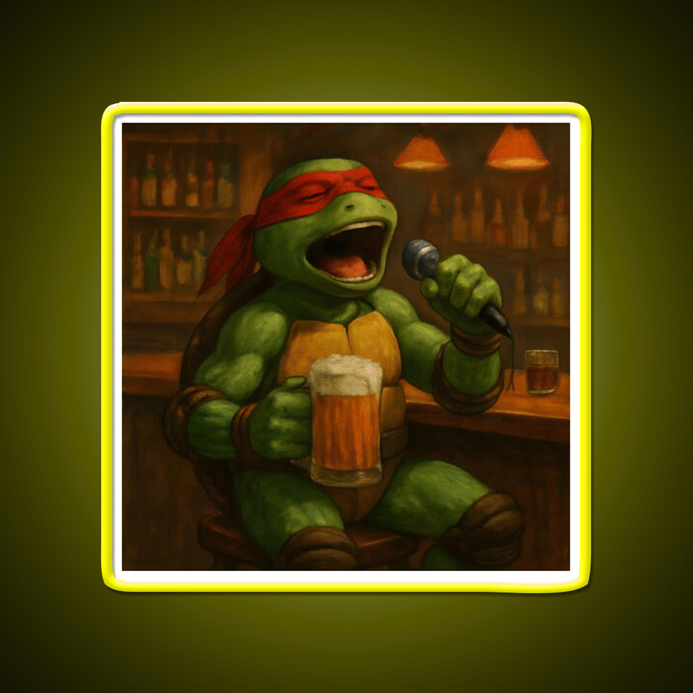 Singing Turtle Ninja At The Bar Man Cave Bar Led Neon Sign