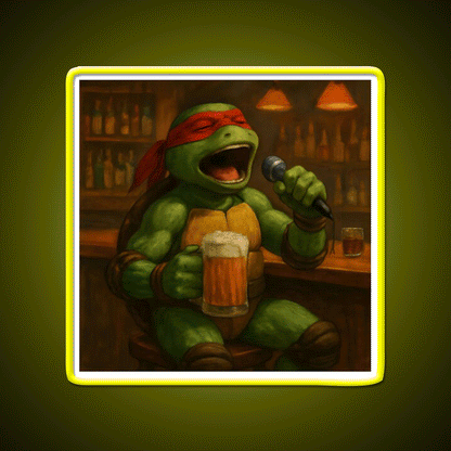 Singing Turtle Ninja At The Bar Man Cave Bar Led Neon Sign - Custom LED neon sign front view