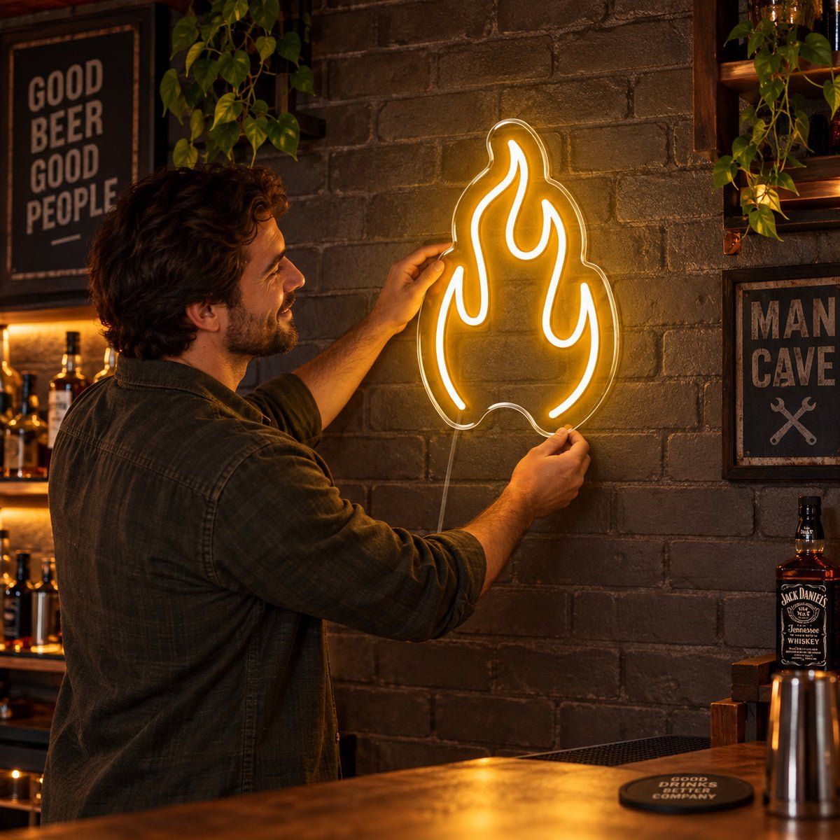 Single Flame Outline Vintage LED Neon Sign Garage Neon Sign - Shineneon
