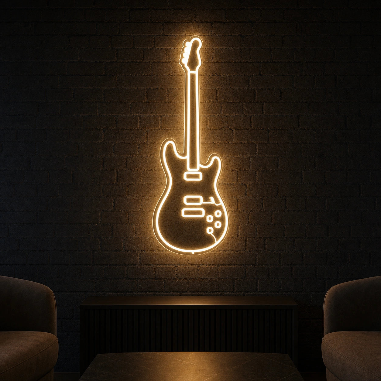 Single Line Electric Guitar LED Neon Sign Garage Man Cave Neon Sign real lifestyle scene