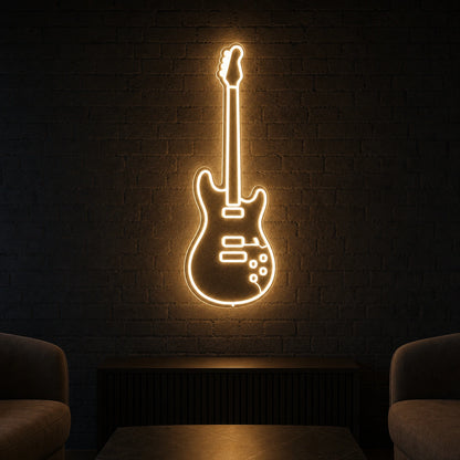 Single Line Electric Guitar LED Neon Sign Garage Man Cave Neon Sign real lifestyle scene