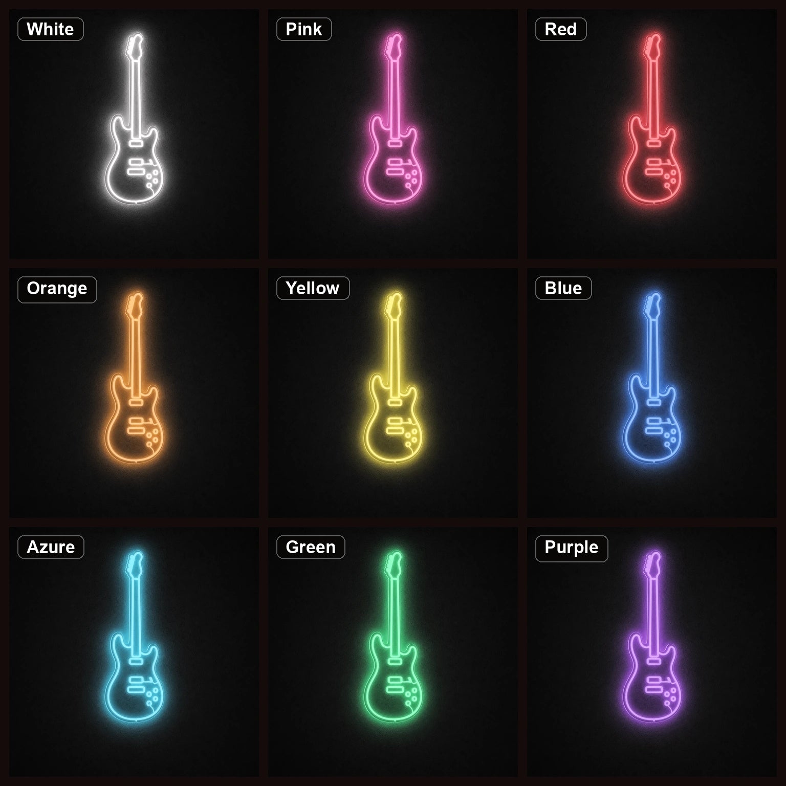 Single Line Electric Guitar LED Neon Sign Garage Man Cave Neon Sign color grid