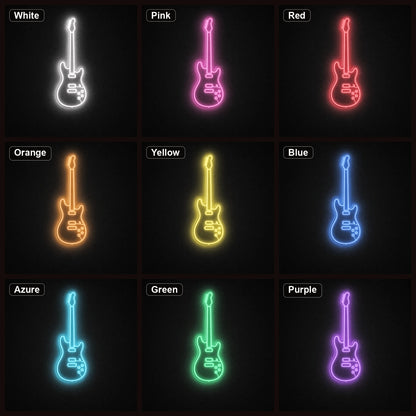 Single Line Electric Guitar LED Neon Sign Garage Man Cave Neon Sign color grid