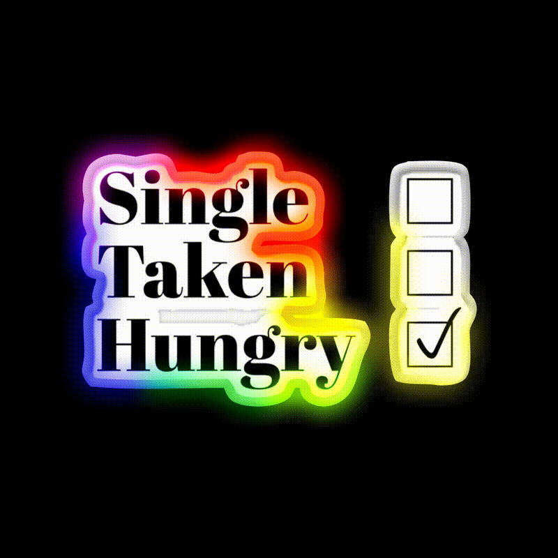 Single Taken Hungry Snack Food Led Neon Sign Rgb Color - LED neon sign close-up detail