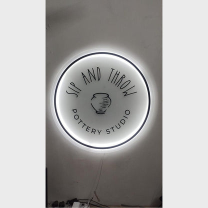 Sip And Throw Pottery Studio Acrylic Business Logo Sign - Shineneon