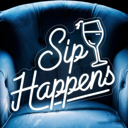 Sip Happens Bar Led Neon Sign Funny Dorm Decor Gift For Drinkers | Shineneon