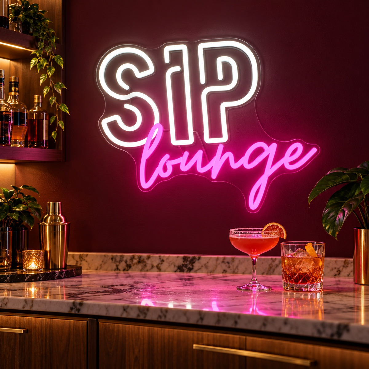 Sip Lounge LED Neon Sign - advertising view