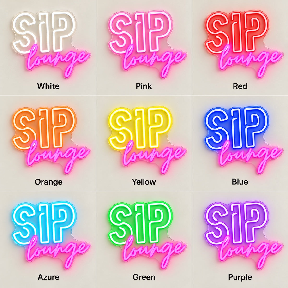 Sip Lounge LED Neon Sign - nine-color grid