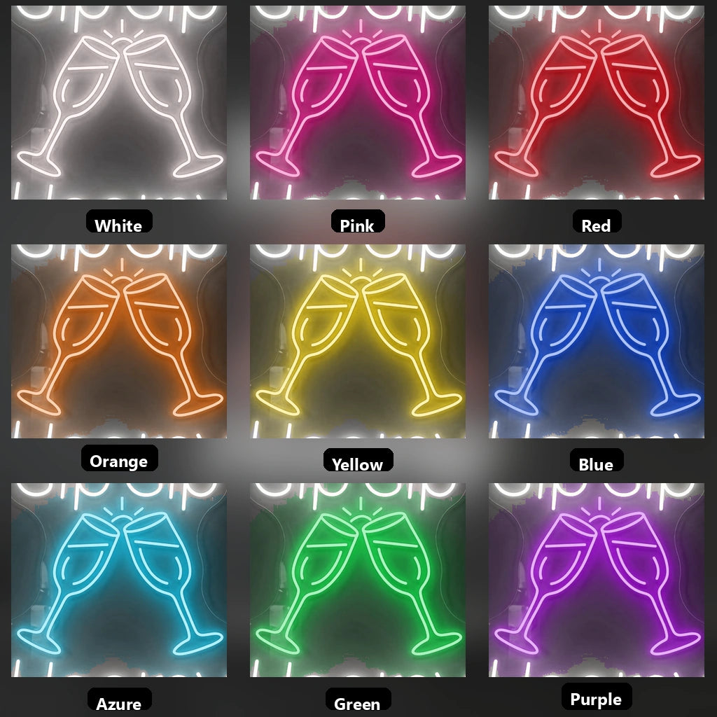 Sip Sip Hooray LED Neon Sign Wall Neon Sign - 05 Color Grid