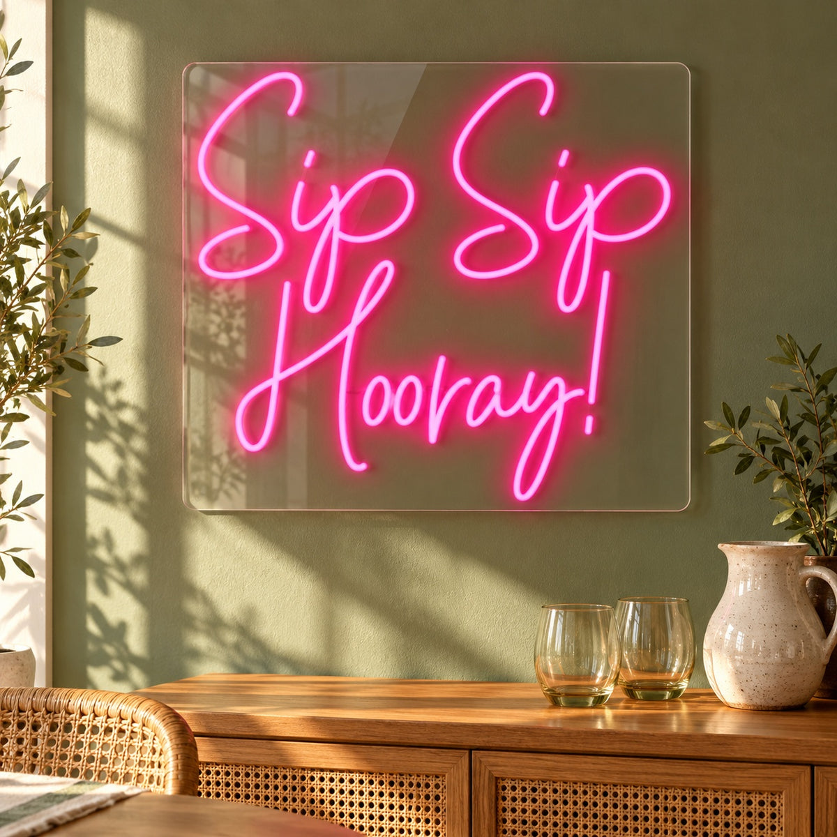 Sip Sip Hooray LED Neon Sign - lifestyle view