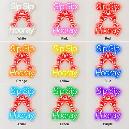 Sip Sip Hooray LED Neon Sign - nine-color grid