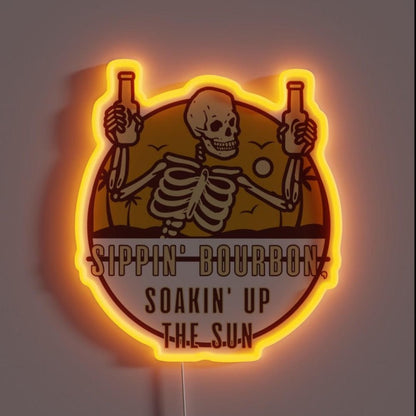Sippin Bourbon Soakin Up The Sun Rgb Led Neon Sign - Shineneon