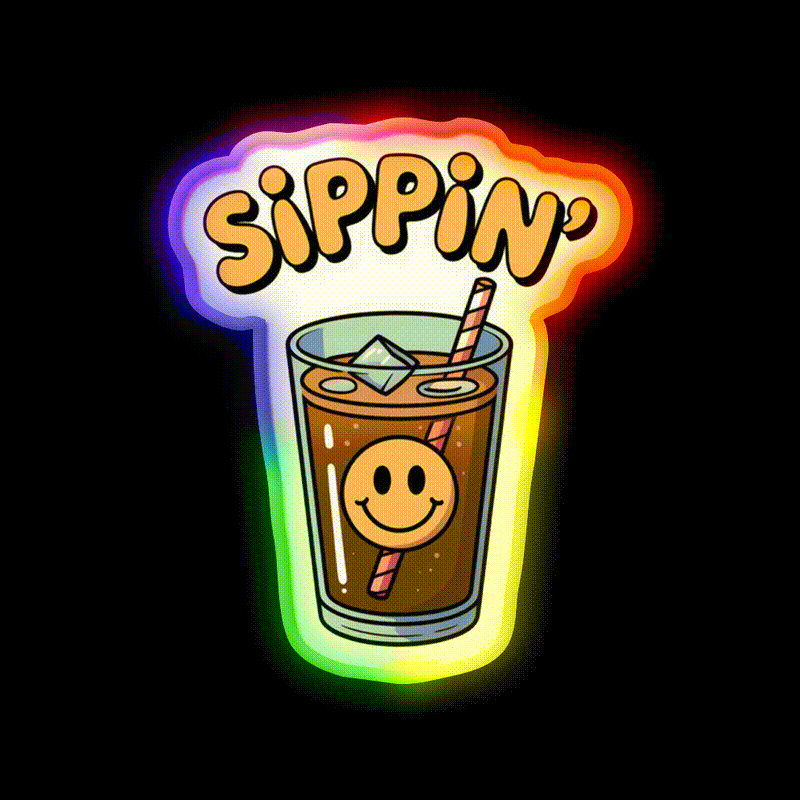 Sippin Coffee Cafe Led Neon Sign Espresso Bar Art Rgb Color