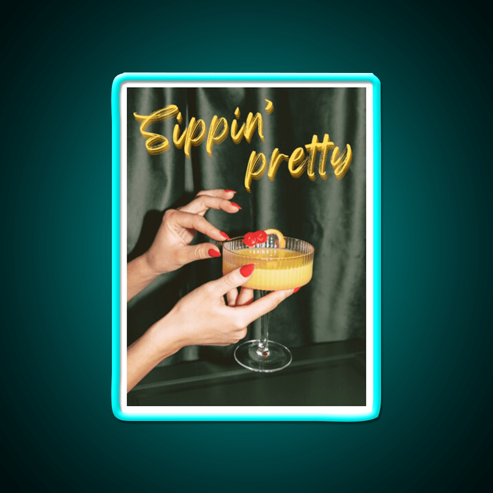 Sippin Pretty Vintage Cocktail Party Cocktail Bar Decor Led Neon Sign Rgb Color - Shineneon