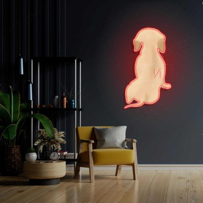 Sitting Dachshund Teal Led Neon Sign For Home Decor | Shineneon
