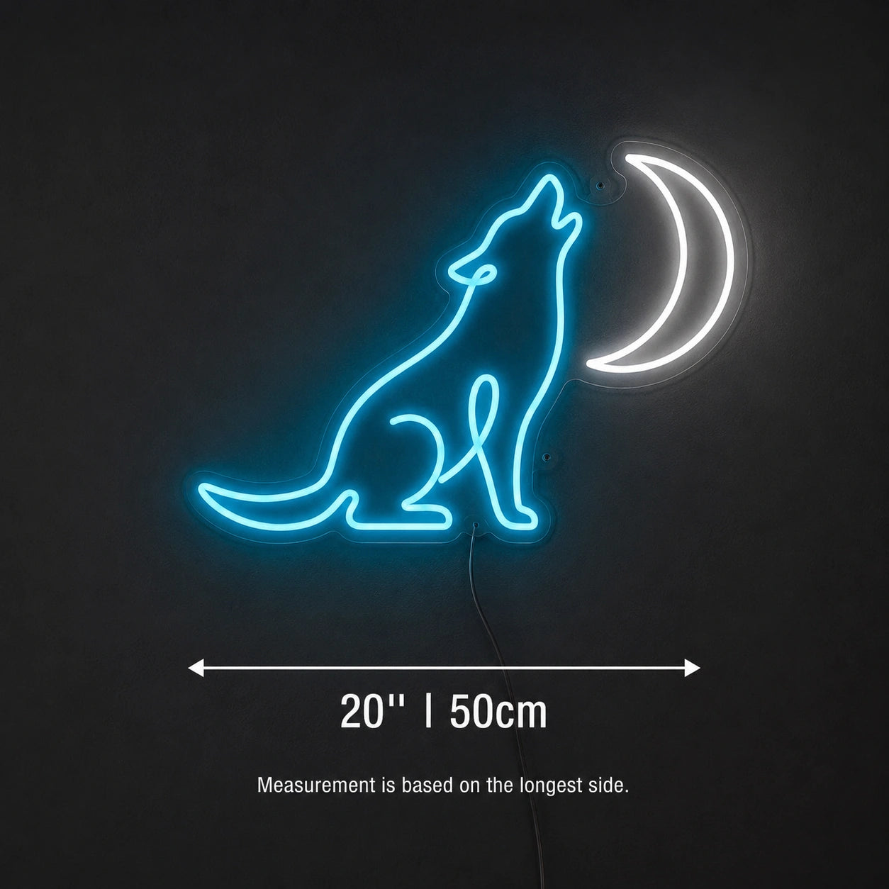 Sitting Wolf Moon Neon Sign LED Neon Sign size image