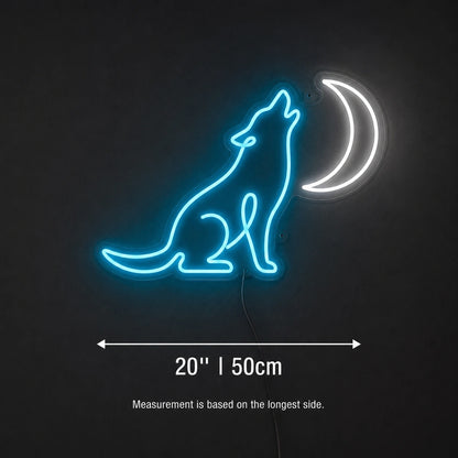 Sitting Wolf Moon Neon Sign LED Neon Sign size image