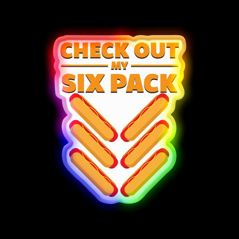 Six Pack Snack Food Led Neon Sign Rgb Color - LED neon sign close-up detail