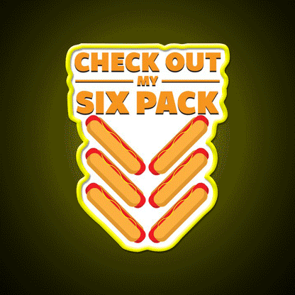 Six Pack Snack Food Led Neon Sign Rgb Color - Custom LED neon sign front view