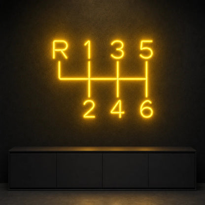 Six Speed Gear Shift Pattern LED Neon Sign - Shineneon