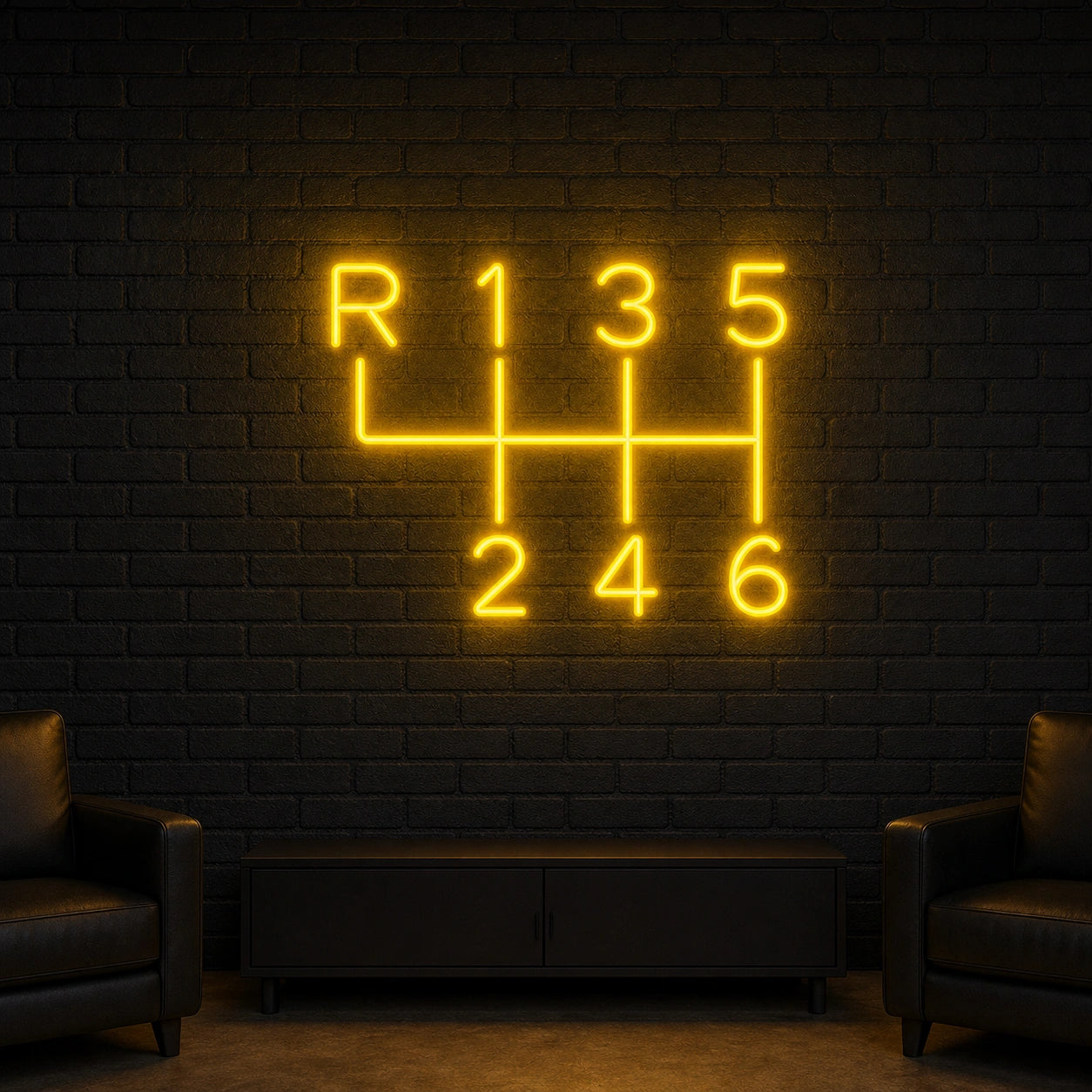 Six Speed Gear Shift Pattern LED Neon Sign Garage Man Cave Neon Sign real lifestyle scene