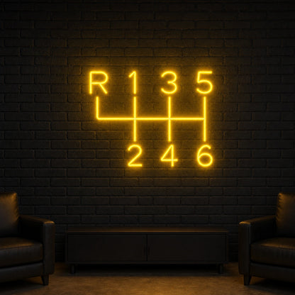 Six Speed Gear Shift Pattern LED Neon Sign Garage Man Cave Neon Sign real lifestyle scene