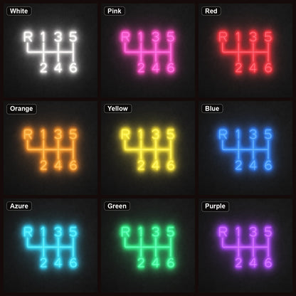 Six Speed Gear Shift Pattern LED Neon Sign Garage Man Cave Neon Sign color grid