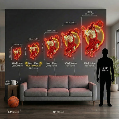 ShineNeon™ Jesus Basketball Neon Sign Holy Hoops Art for Man Cave USB Power