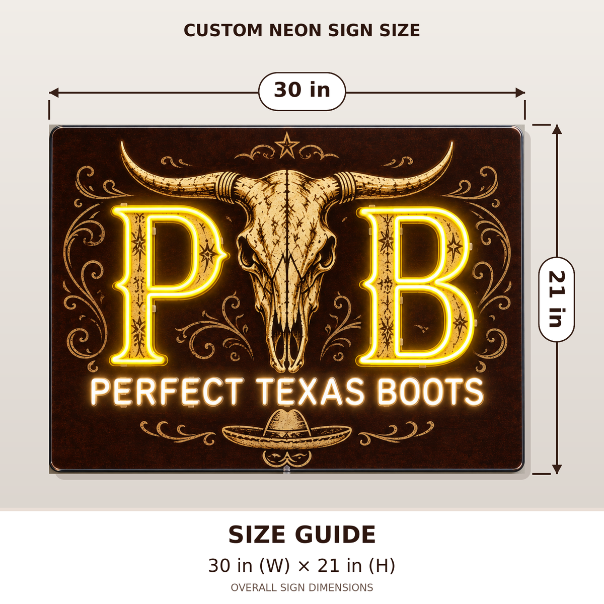 PB Perfect Texas Boots Custom Double-Side LED Neon Sign