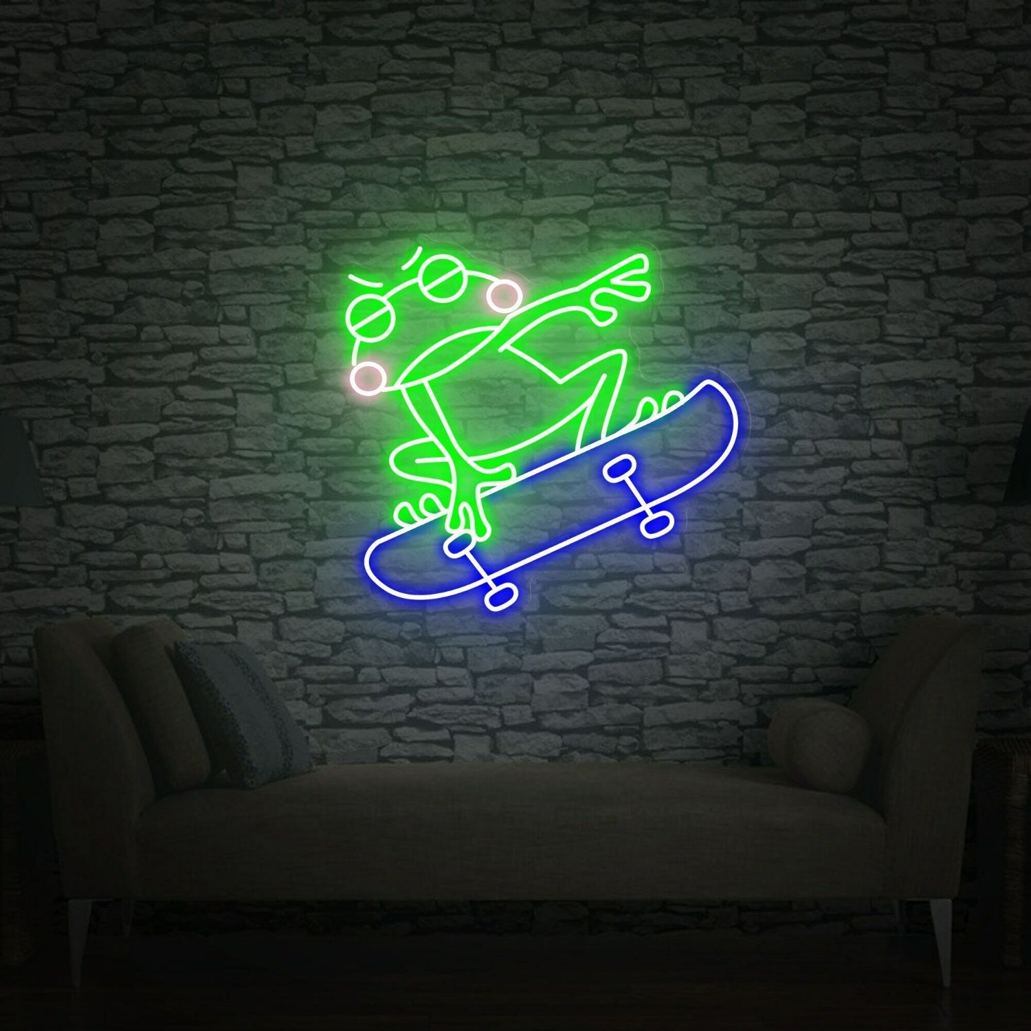 Skate Shop Bedroom With Skateboard Frog Led Neon Sign - Shineneon