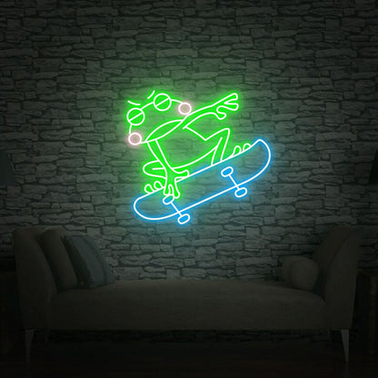 Skate Shop Bedroom With Skateboard Frog Led Neon Sign - Shineneon
