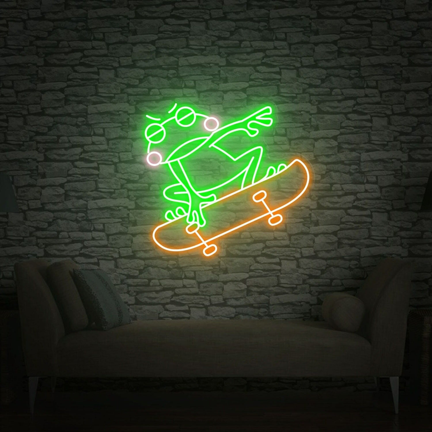 Skate Shop Bedroom With Skateboard Frog Led Neon Sign - Shineneon