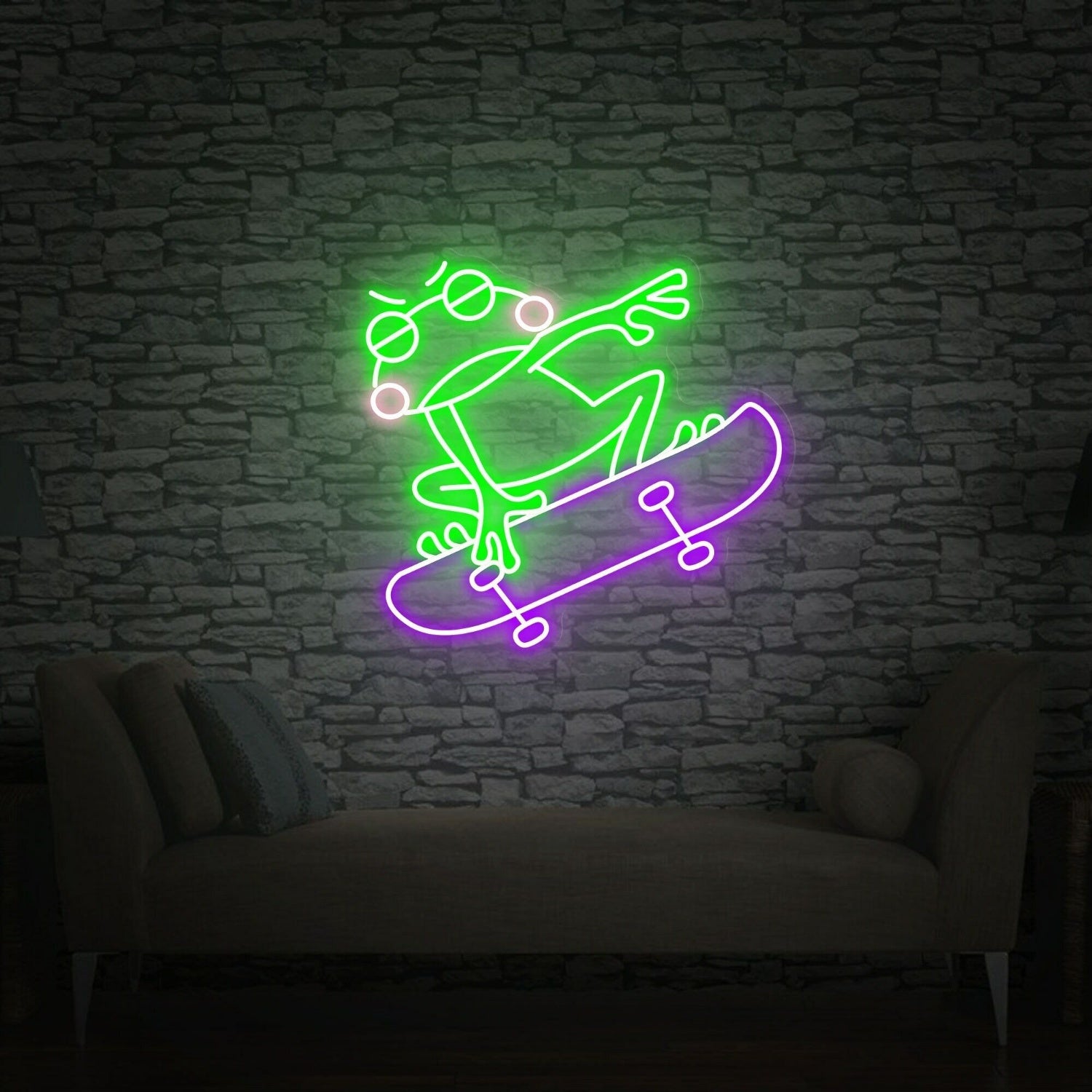 Skate Shop Bedroom With Skateboard Frog Led Neon Sign - Shineneon