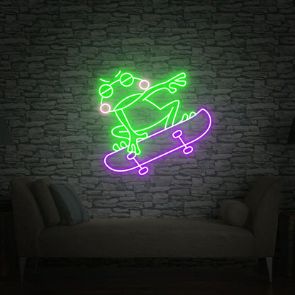 Skate Shop Bedroom With Skateboard Frog Led Neon Sign - Shineneon