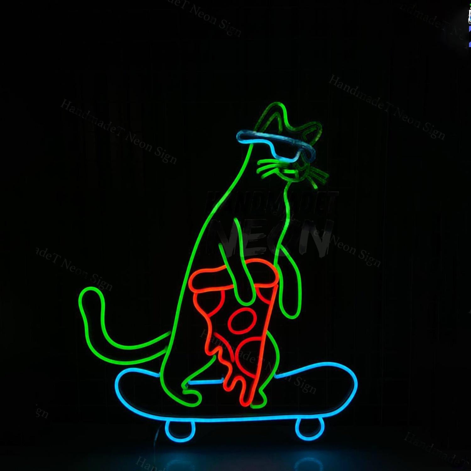 Skateboard Cat Player Led Sign | Shineneon